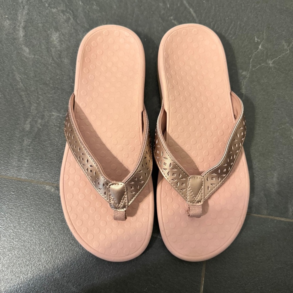 Vionic Tide Perf Sandals Womens 8 Rose Gold Peach Orthopedic Comfort Vacation - Picture 3 of 5